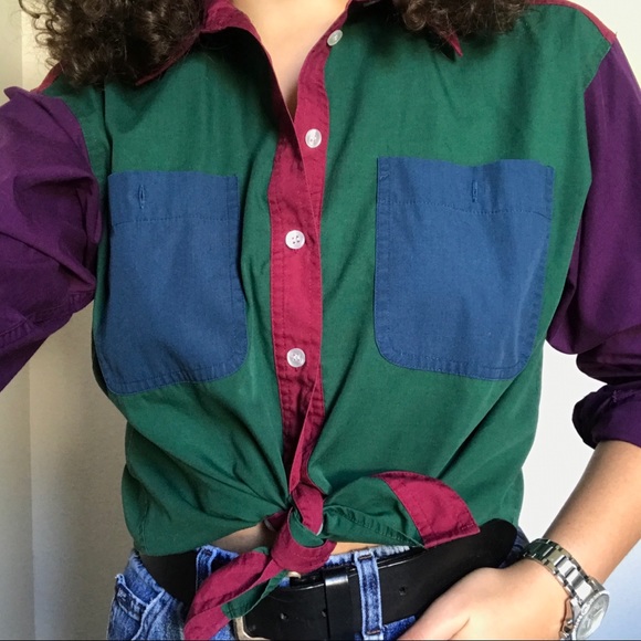 SOLD / VINTAGE • men’s colorblock button down top - Picture 2 of 7